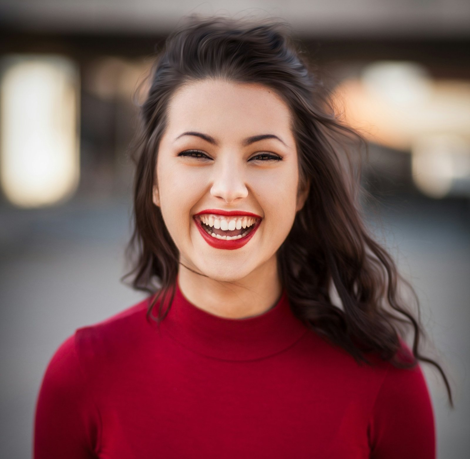 Smiling woman after a smile makeover
